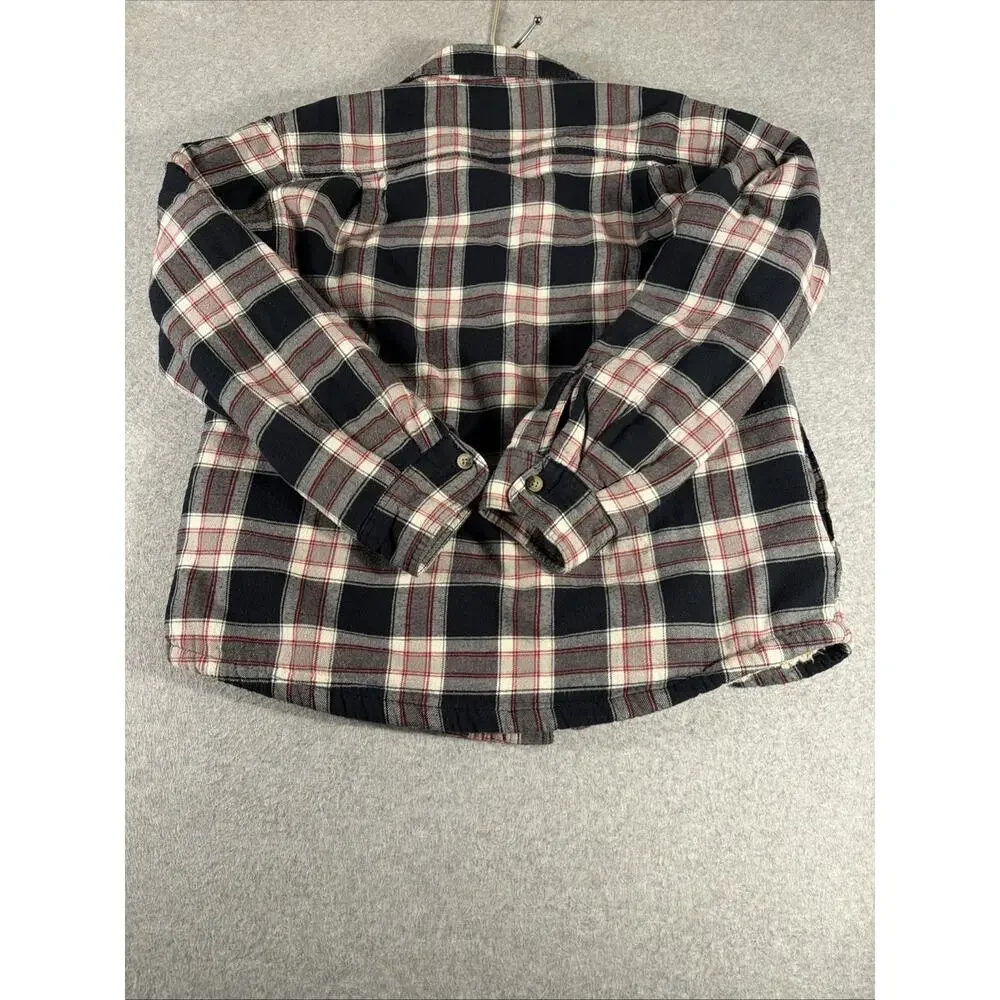 Wrangler Authentic Western Jacket Mens Large Red Plaid Flannel Lined
